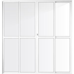 Porta Balcão SPP em Alumínio Branco 4 Folhas Vidro Liso da Aluvid
