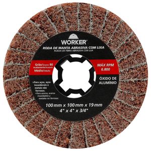 Roda Manta Abrasiva com Lixa G80 4"x4"x3/4" Worker