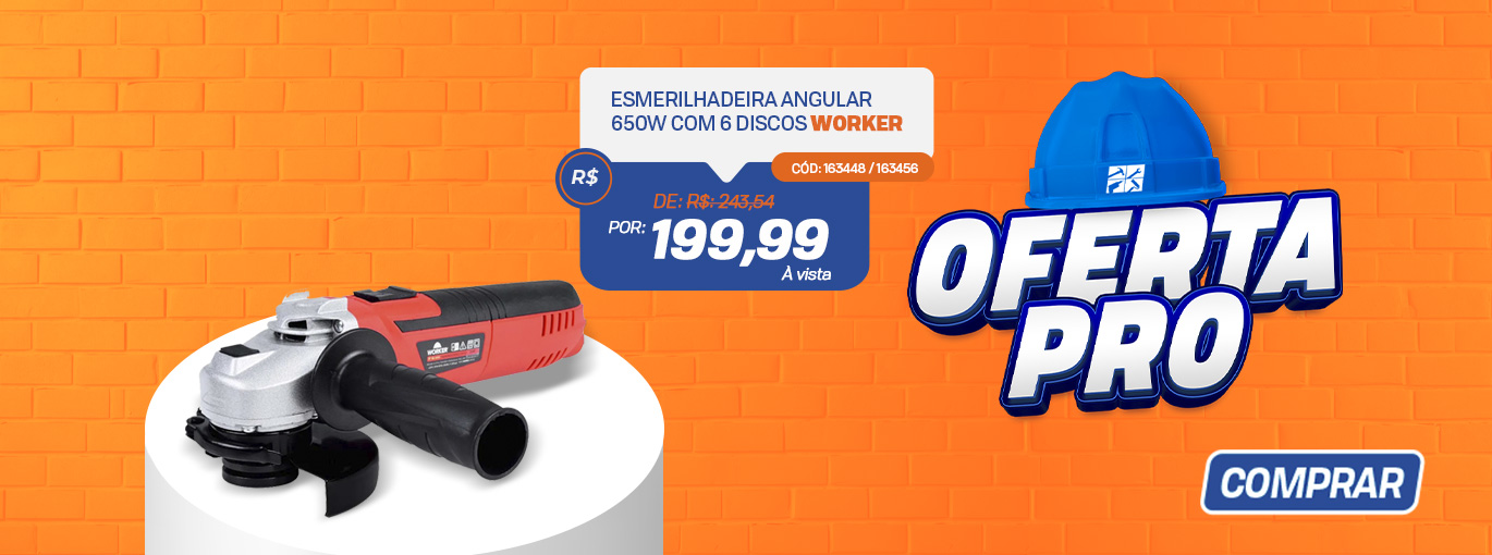 Esmerilhadeira Angular 650W com 6 Discos - Worker